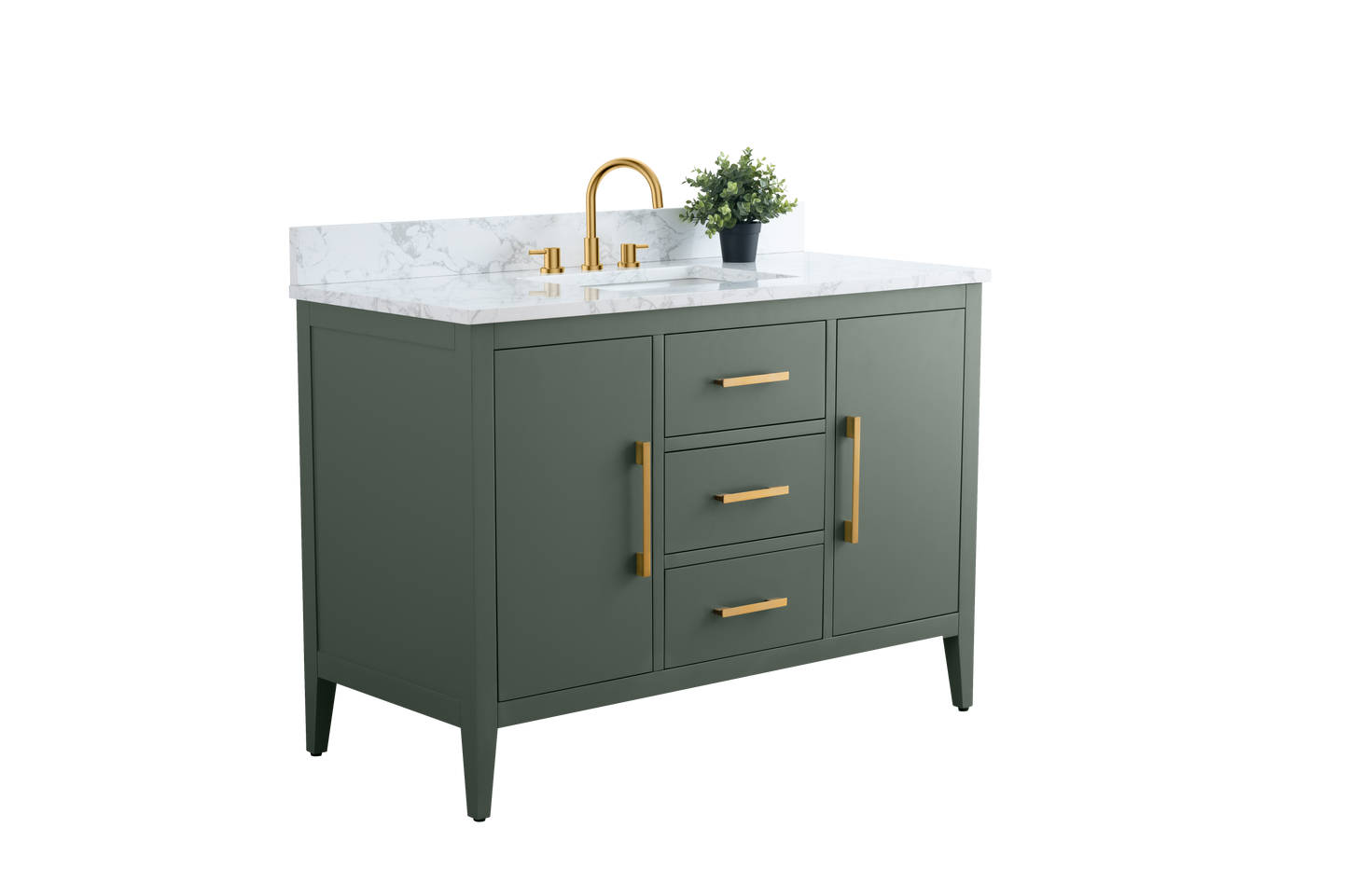 48 Inch Single Sink Bathroom Vanity in Vintage Green with Marble Countertop - Vanity Art VA9048-VG