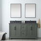 60 Inch Double Sink Bathroom Vanity in Vintage Green with Marble Countertop & Backsplash - Vanity Art VA5060-DVG