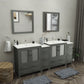 84 Inch Double Sink Bathroom Vanity in Gray with Ceramic Countertop - Vanity Art VA3030-84G