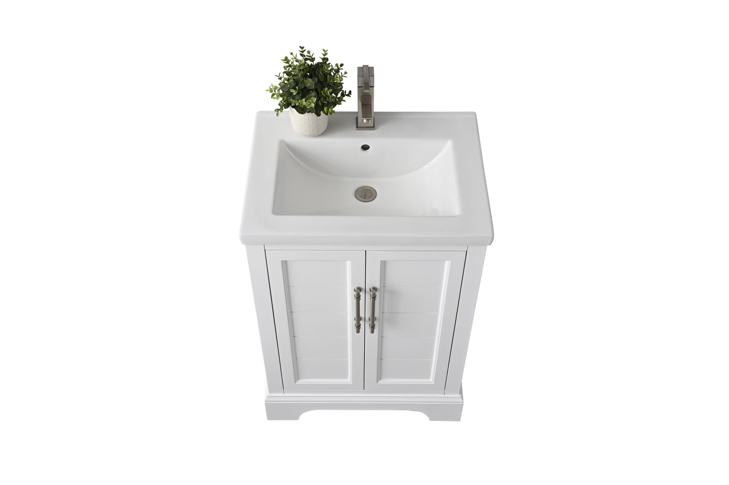 24 Inch Single Sink Bathroom Vanity in White with Ceramic Sink and Countertop - Vanity Art VA5024-W