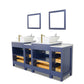 72 Inch Double Sink Bathroom Vanity in Blue with Marble Countertop - Vanity Art VA3124-72B