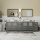 96 Inch Double Sink Bathroom Vanity in Gray with Marble Countertop - Vanity Art VA3136-96G