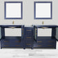 84 Inch Double Sink Bathroom Vanity in Blue with Ceramic Countertop - Vanity Art VA3036-84B