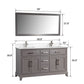 60 Inch Double Sink Bathroom Vanity in Gray with White Marble Countertop - Vanity Art VA1060DG