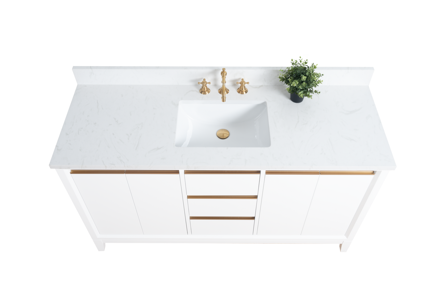 60 Inch Single Sink Bathroom Vanity in White with Marble Countertop - Vanity Art VA8060-SW