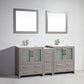 72 Inch Double Sink Bathroom Vanity in Gray with Ceramic Countertop - Vanity Art VA3030-72G