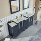 72 Inch Double Sink Bathroom Vanity in Blue with Ceramic Countertop - Vanity Art VA3024-72B