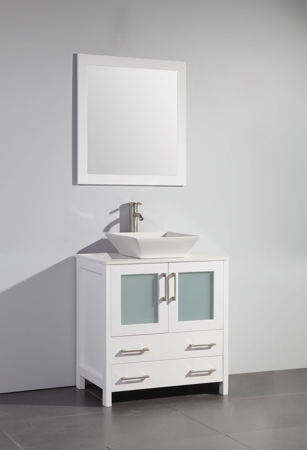 30 Inch Single Sink Bathroom Vanity in White with Marble Countertop - Vanity Art VA3130W