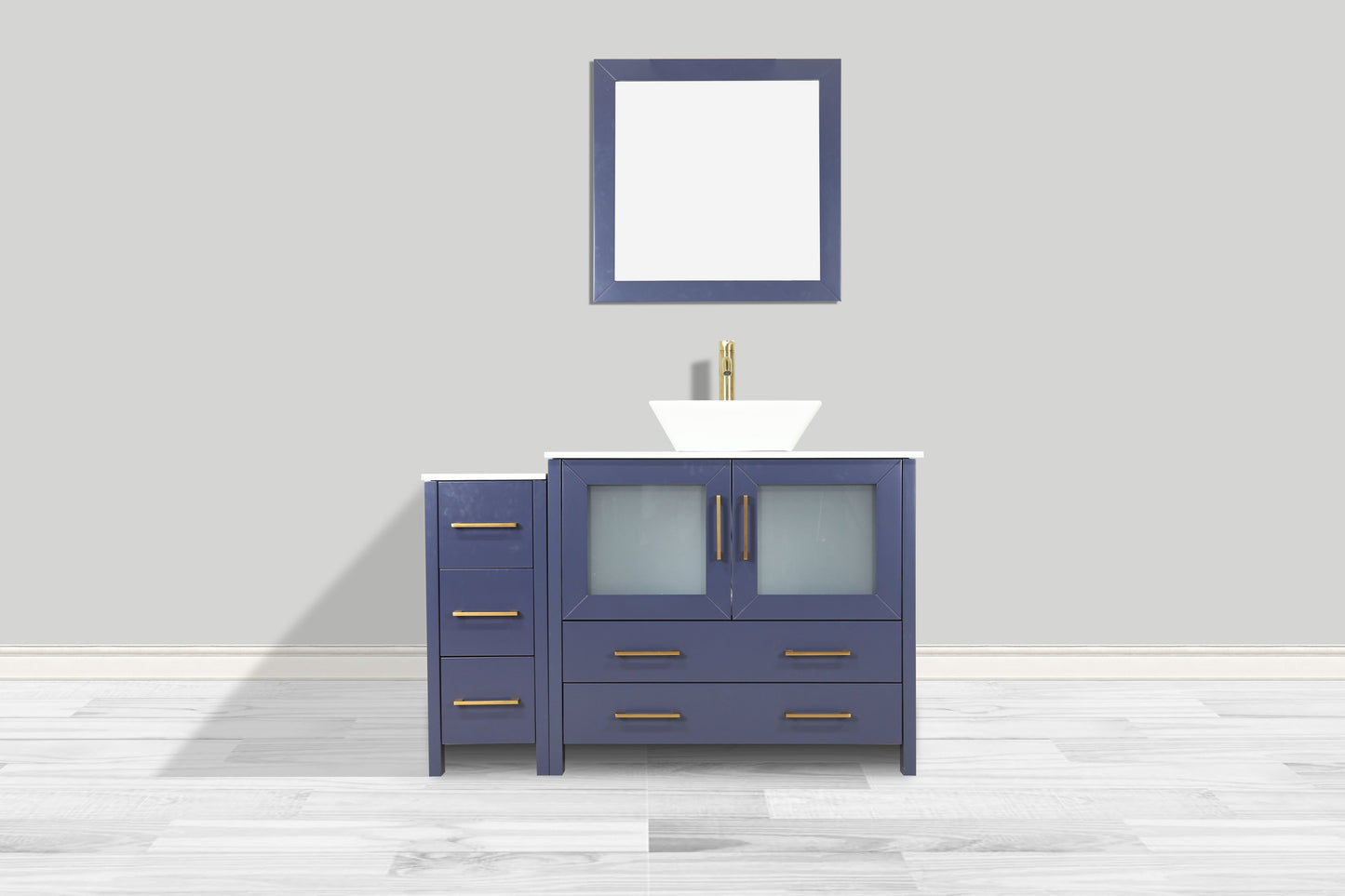 48 Inch Single Sink Bathroom Vanity in Blue with Marble Countertop - Vanity Art VA3136-48B