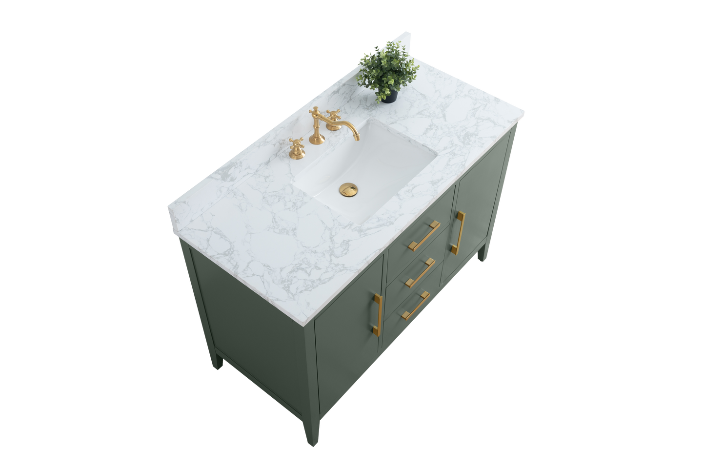 48 Inch Single Sink Bathroom Vanity in Vintage Green with Marble Countertop - Vanity Art VA9048-VG