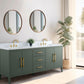 72 Inch Double Sink Bathroom Vanity in Vintage Green with Marble Countertop - Vanity Art VA9072-DVG