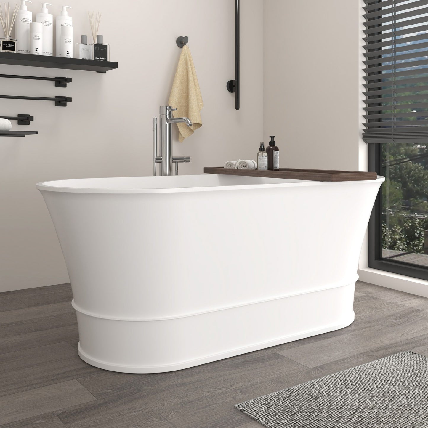 Freestanding Solid Surface Resin Matte Bathtub 67 Inch x 31.5 Inch - Vanity Art VA6919-ML