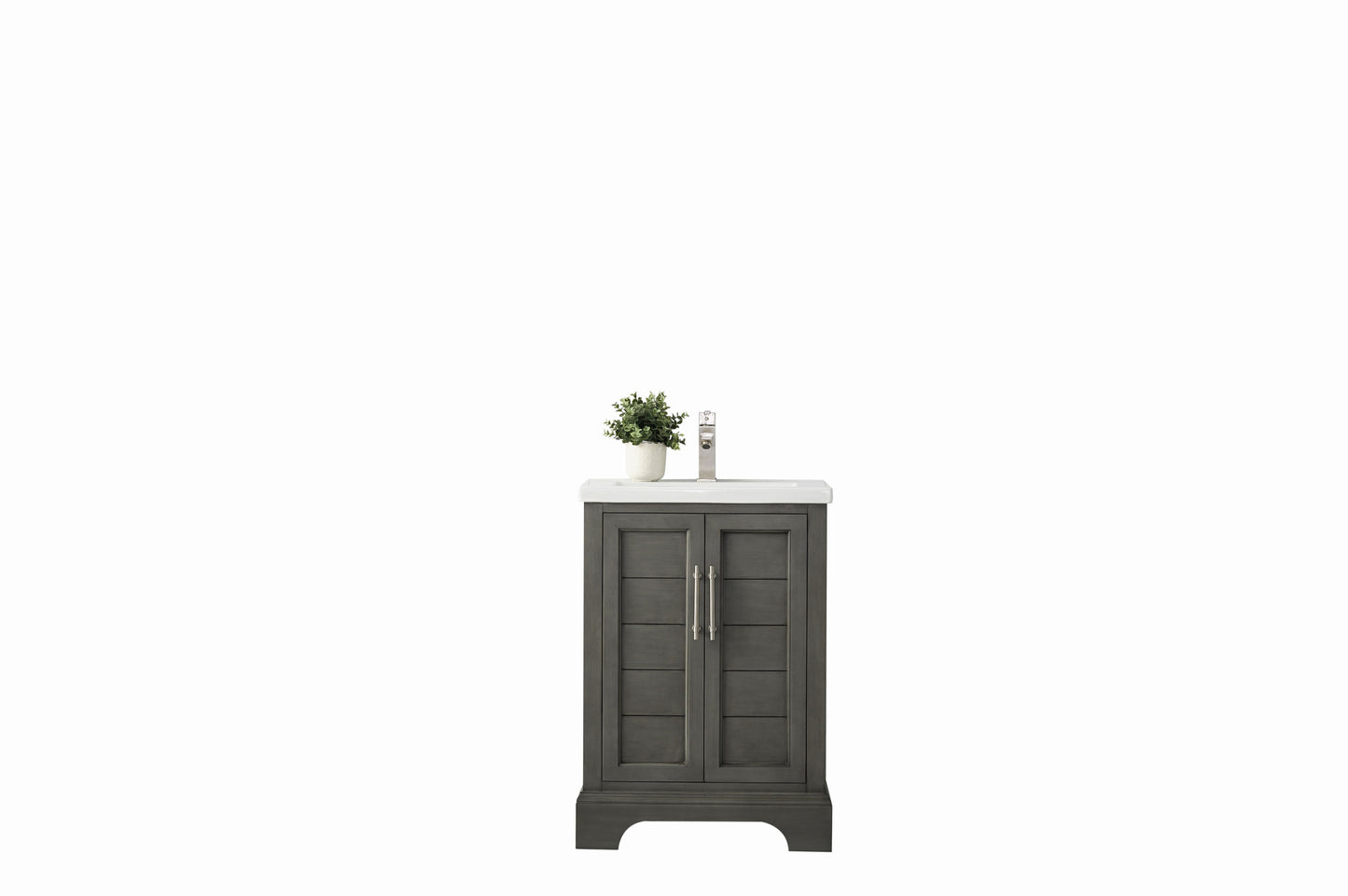 24 Inch Single Sink Bathroom Vanity in Gray with Ceramic Sink and Countertop - Vanity Art VA5024-SG