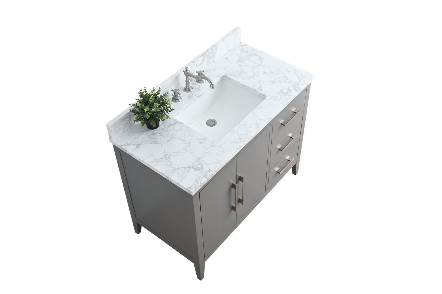 42 Inch Single Sink Bathroom Vanity in Cashmere Gray with Marble Countertop - Vanity Art VA9042-G