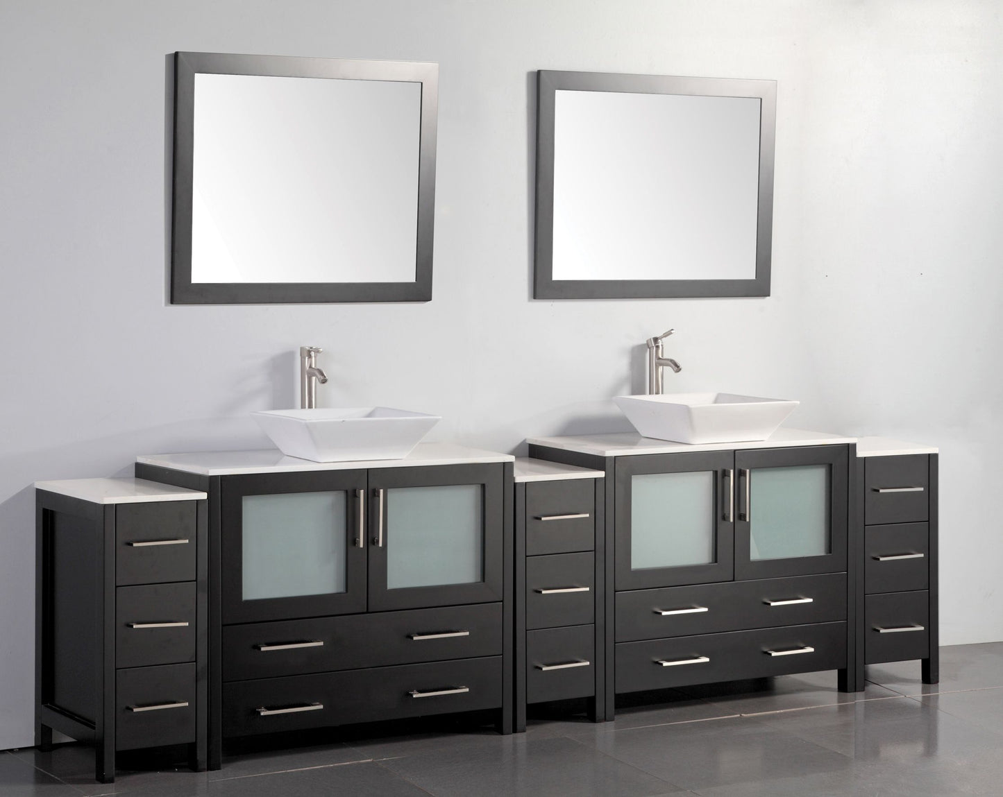 108 Inch Double Sink Bathroom Vanity in Espresso with Marble Countertop - Vanity Art VA3136-108E