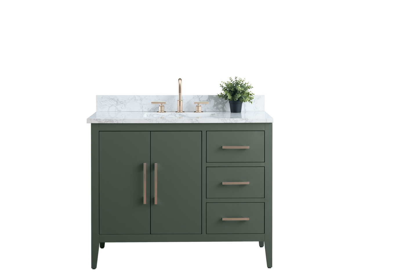 42 Inch Single Sink Bathroom Vanity in Vintage Green with Marble Countertop - Vanity Art VA9042-VG