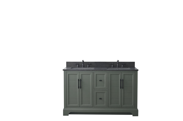 54 Inch Double Sink Bathroom Vanity in Vintage Green with Marble Countertop & Backsplash - Vanity Art VA5054-VG