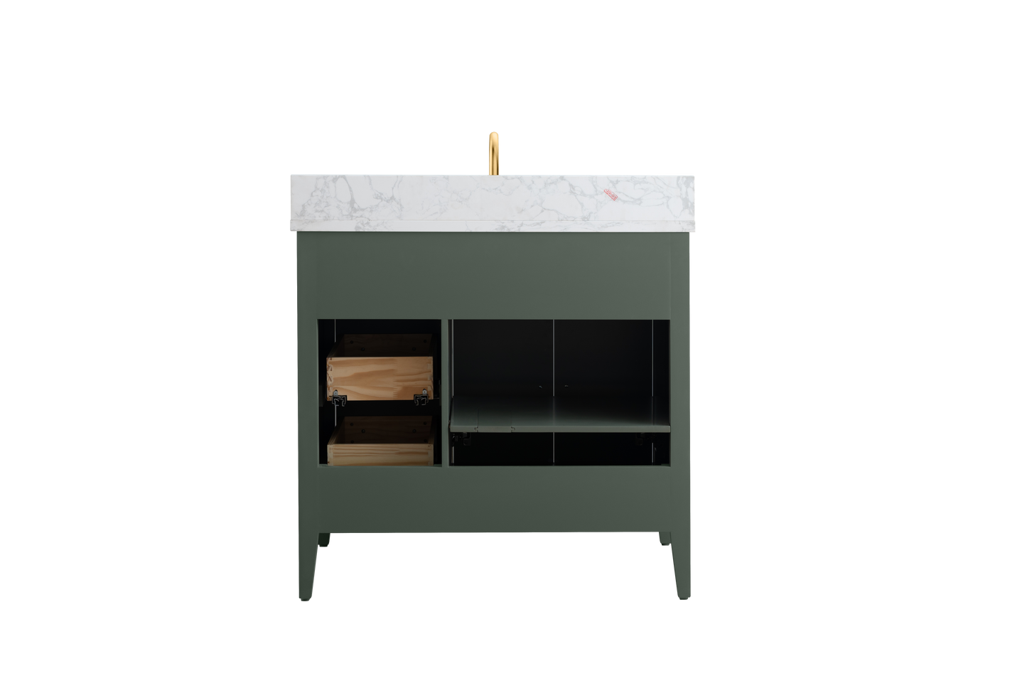 36 Inch Single Sink Bathroom Vanity in Vintage Green with Marble Countertop - Vanity Art VA9036-VG