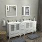 84 Inch Double Sink Bathroom Vanity in White with Ceramic Countertop - Vanity Art VA3030-84W