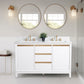 54 Inch Double Sink Bathroom Vanity in White with Marble Countertop - Vanity Art VA8054-DW