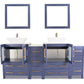 72 Inch Double Sink Bathroom Vanity in Blue with Marble Countertop - Vanity Art VA3124-72B