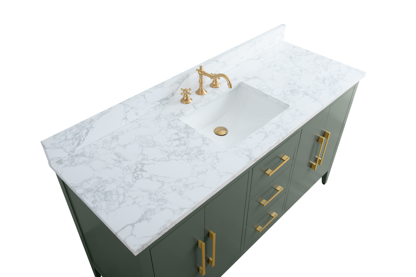 60 Inch Single Sink Bathroom Vanity in Vintage Green with Marble Countertop - Vanity Art VA9060-SVG