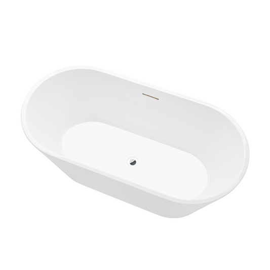 54 Inch Freestanding White Acrylic Bathtub with Overflow And Pop-Up Drain - Vanity Art VA6815-NXSW-PC