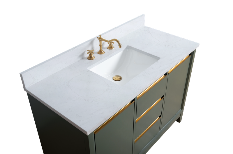 48 Inch Single Sink Bathroom Vanity in Vintage Green with Marble Countertop - Vanity Art VA8048-VG