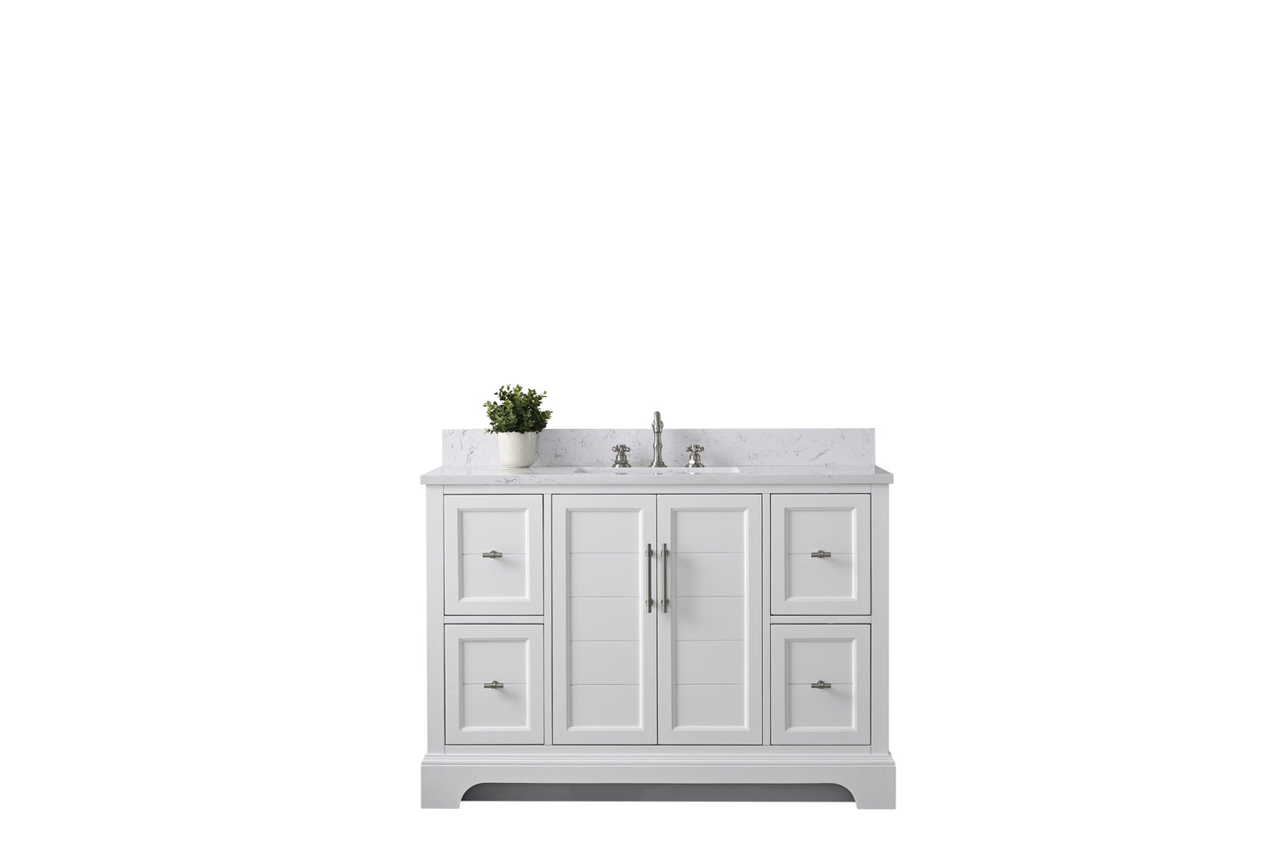 48 Inch Single Sink Bathroom Vanity in White with Marble Countertop & Backsplash - Vanity Art VA5048-W