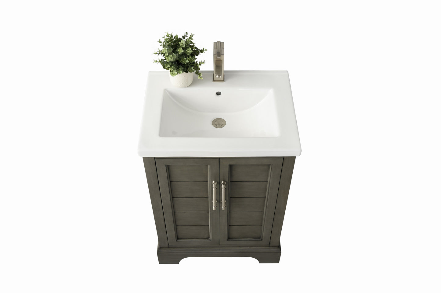 24 Inch Single Sink Bathroom Vanity in Gray with Ceramic Sink and Countertop - Vanity Art VA5024-SG