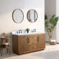 60 Inch Double Sink Bathroom Vanity in Tan with Marble Countertop - Vanity Art VA7060-DT-ET