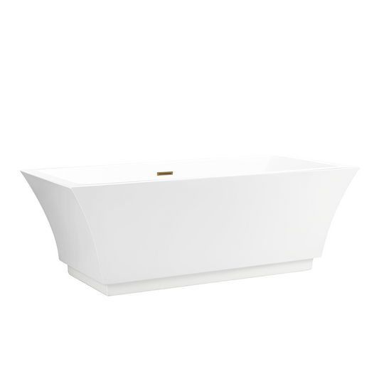 67 Inch Freestanding White Acrylic Bathtub with Overflow And Pop-Up Drain - Vanity Art VA6817-L-TG