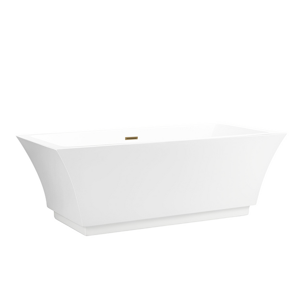 67 Inch Freestanding White Acrylic Bathtub with Overflow And Pop-Up Drain - Vanity Art VA6817-L-TG