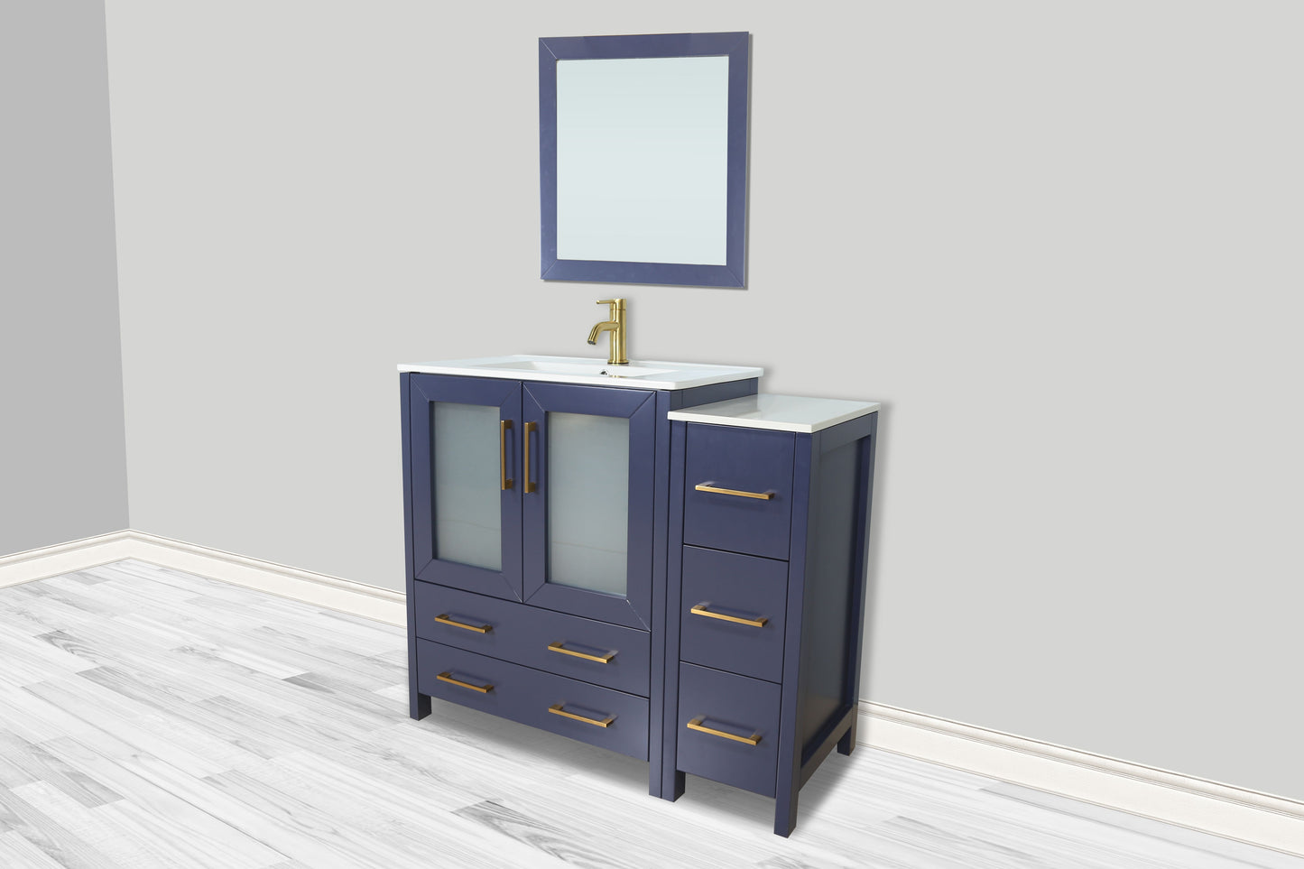 36 Inch Single Sink Bathroom Vanity in Blue with Ceramic Countertop - Vanity Art VA3024-36B