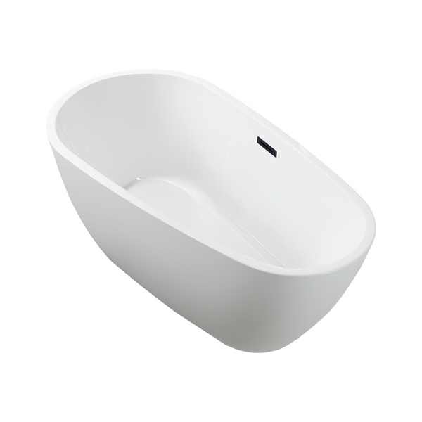 59 Inch Freestanding White Acrylic Bathtub with Overflow And Pop-Up Drain - Vanity Art VA6515-S-MB