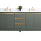 72 Inch Double Sink Bathroom Vanity in Vintage Green with Marble Countertop - Vanity Art VA8072-DVG