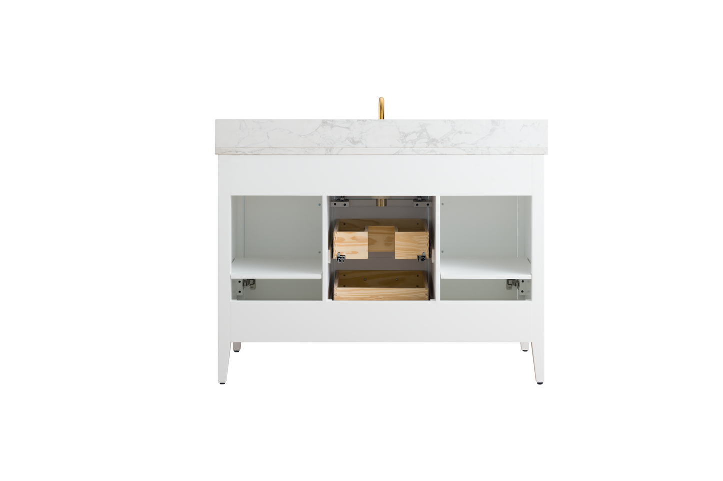 48 Inch Single Sink Bathroom Vanity in White with Marble Countertop - Vanity Art VA9048-W