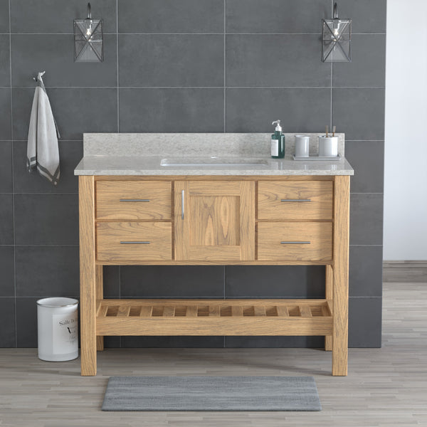 USA Patriot 48 Inch Oak Bathroom Vanity – Olympus Counter - P48-OLYMPUS