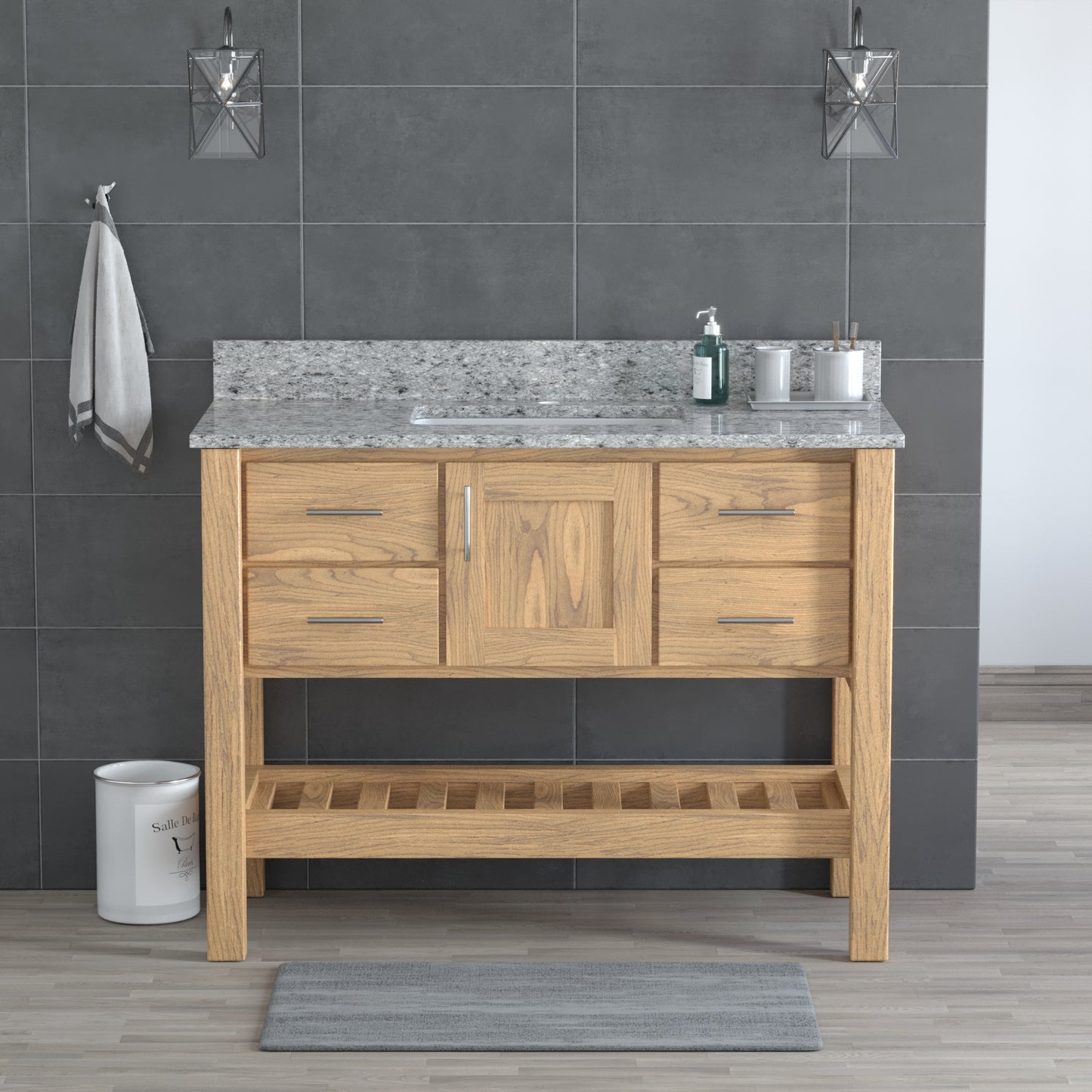 USA Patriot 48 Inch Oak Bathroom Vanity - Pepper Counter - P48-PEPPER