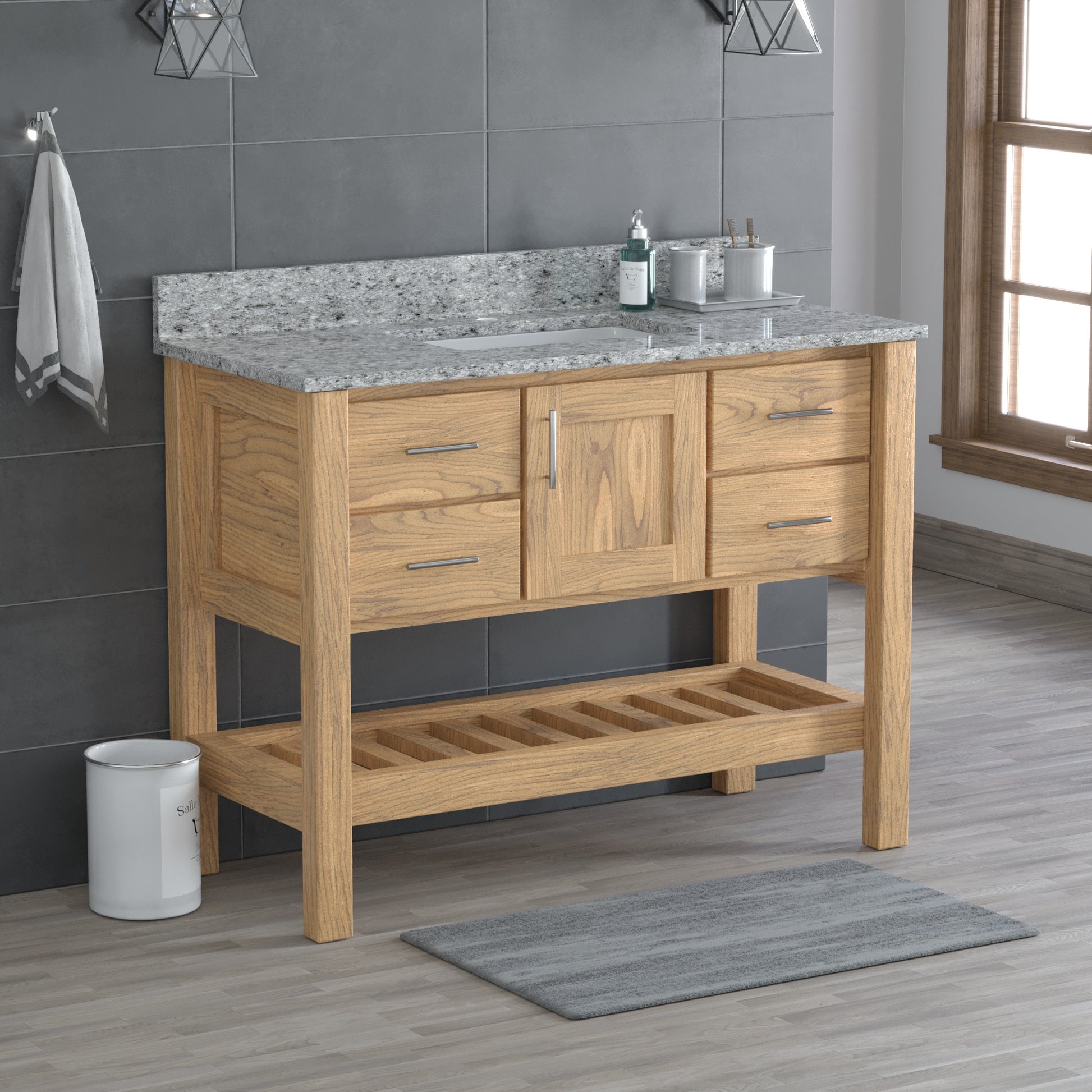 USA Patriot 48 Inch Oak Bathroom Vanity - Pepper Counter - P48-PEPPER