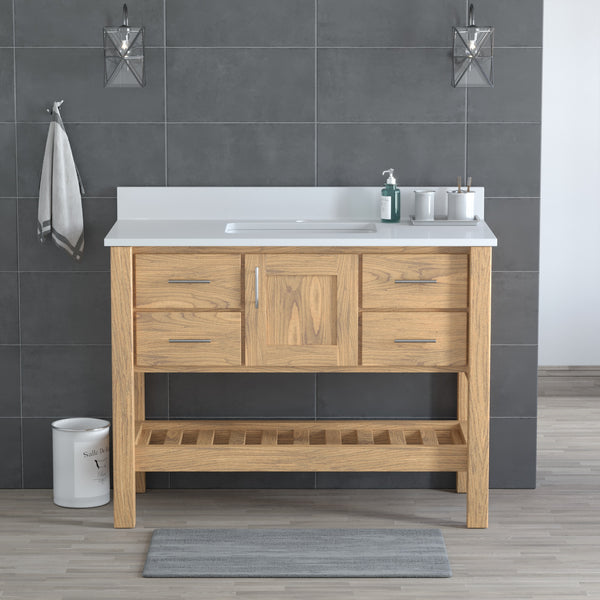 USA Patriot 48 Inch Oak Bathroom Vanity - White Counter - P48-WHITE