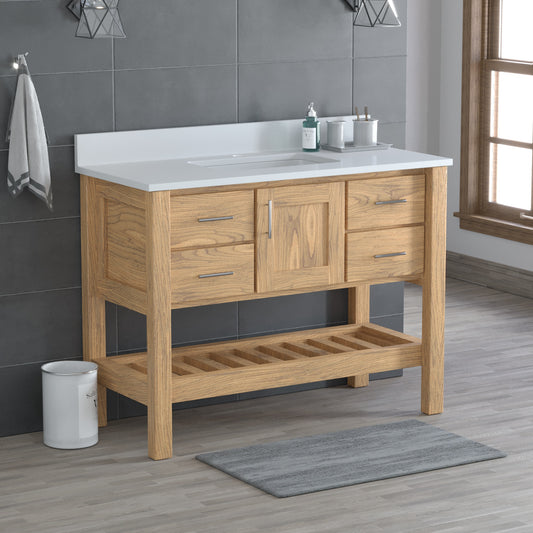 USA Patriot 48 Inch Oak Bathroom Vanity - White Counter - P48-WHITE