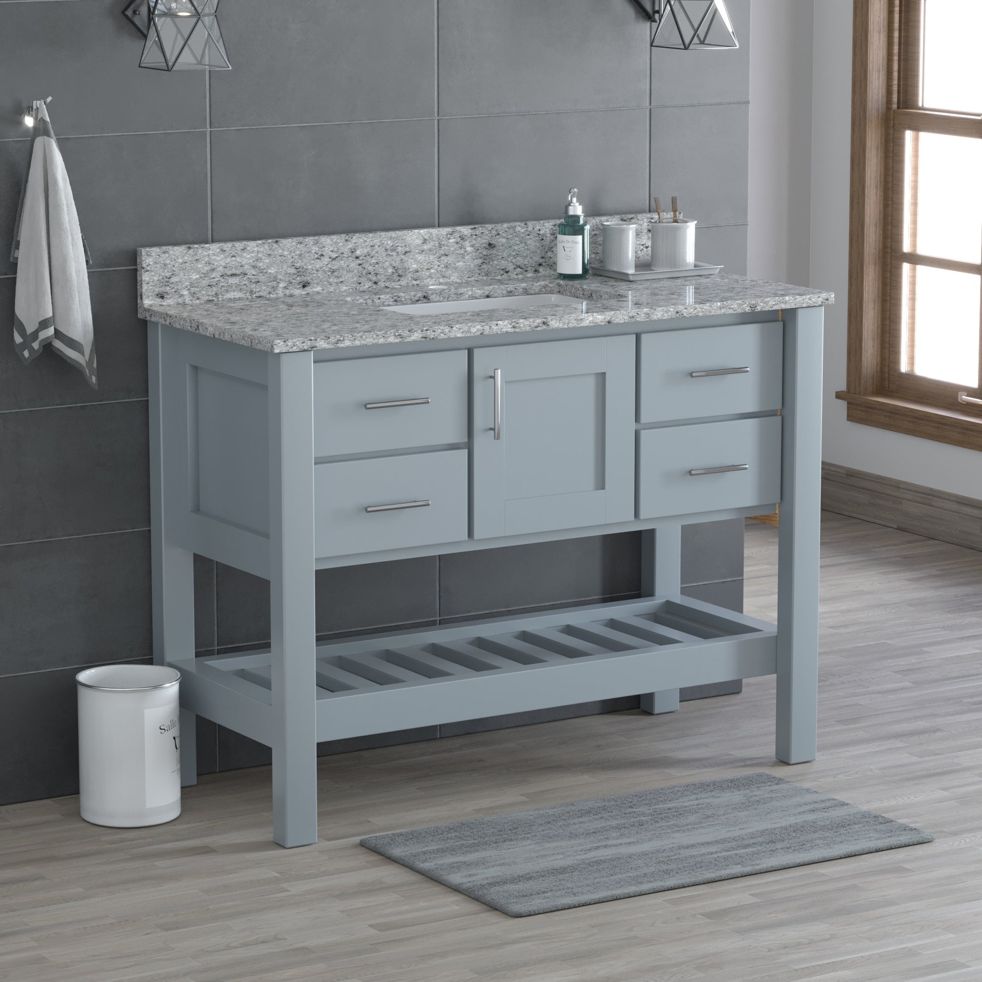 USA Patriot 48 Inch Gray Bathroom Vanity - Pepper Counter - P48G-PEPPER