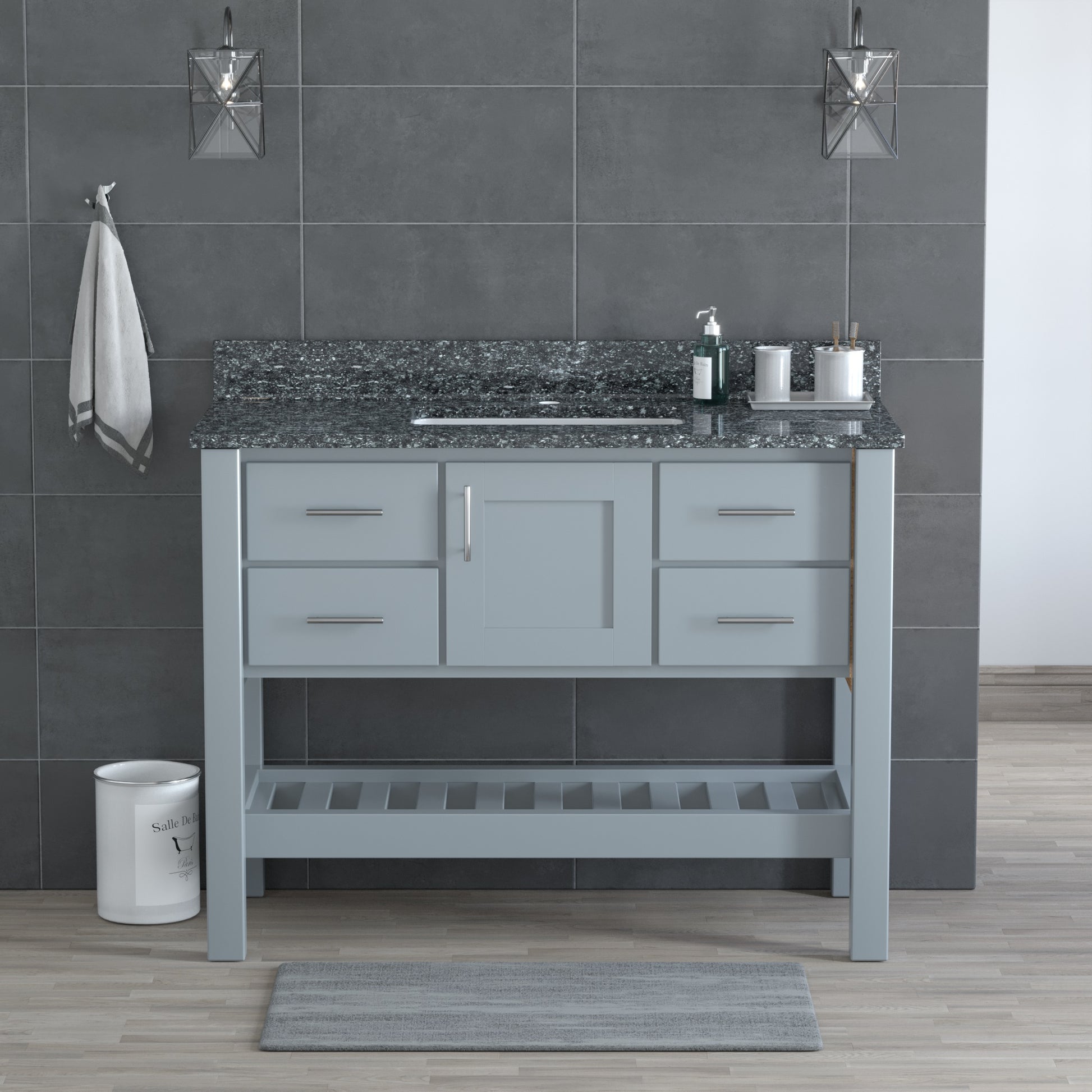 USA Patriot 48 Inch Gray Bathroom Vanity - Starry Counter - P48G-STARRY