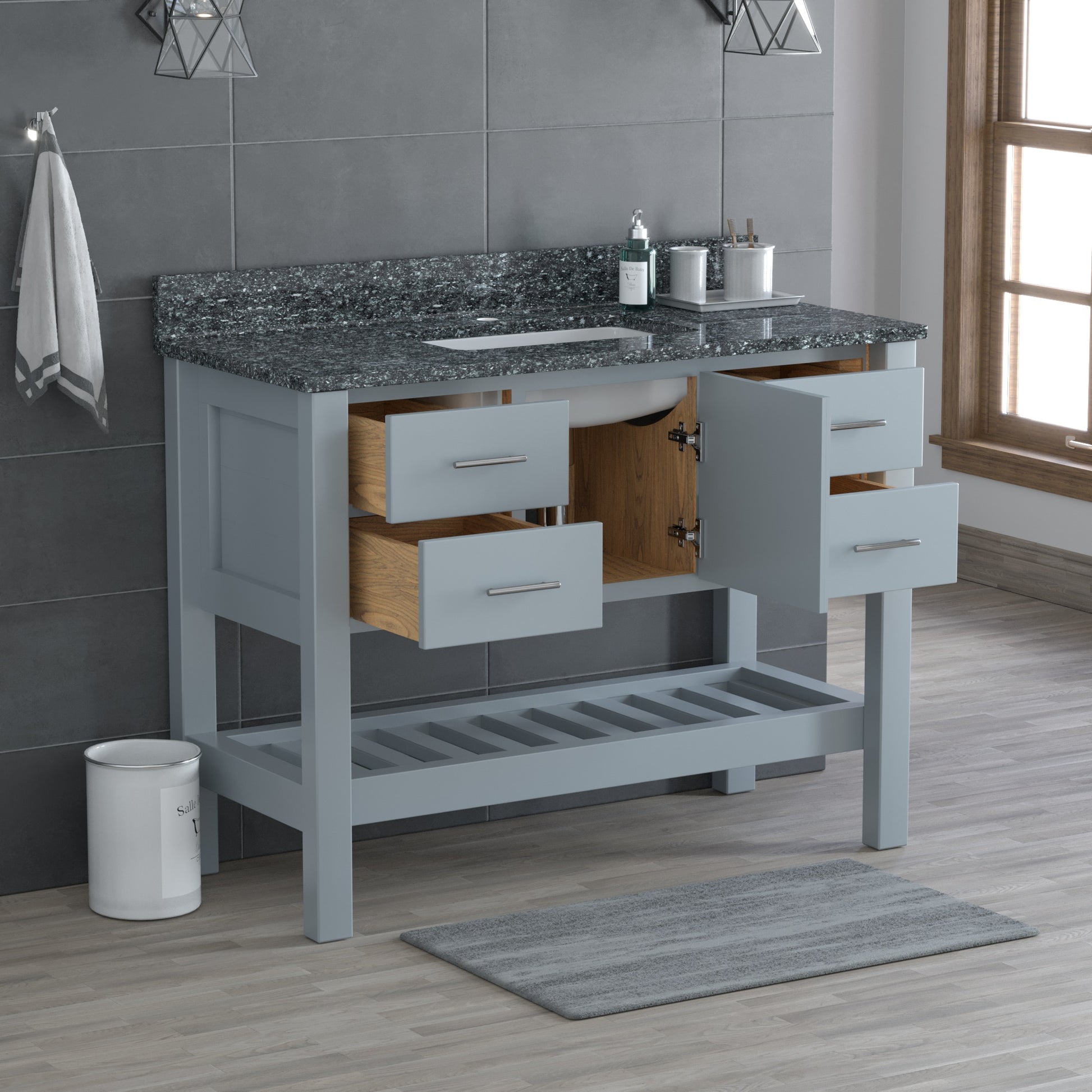 USA Patriot 48 Inch Gray Bathroom Vanity - Starry Counter - P48G-STARRY