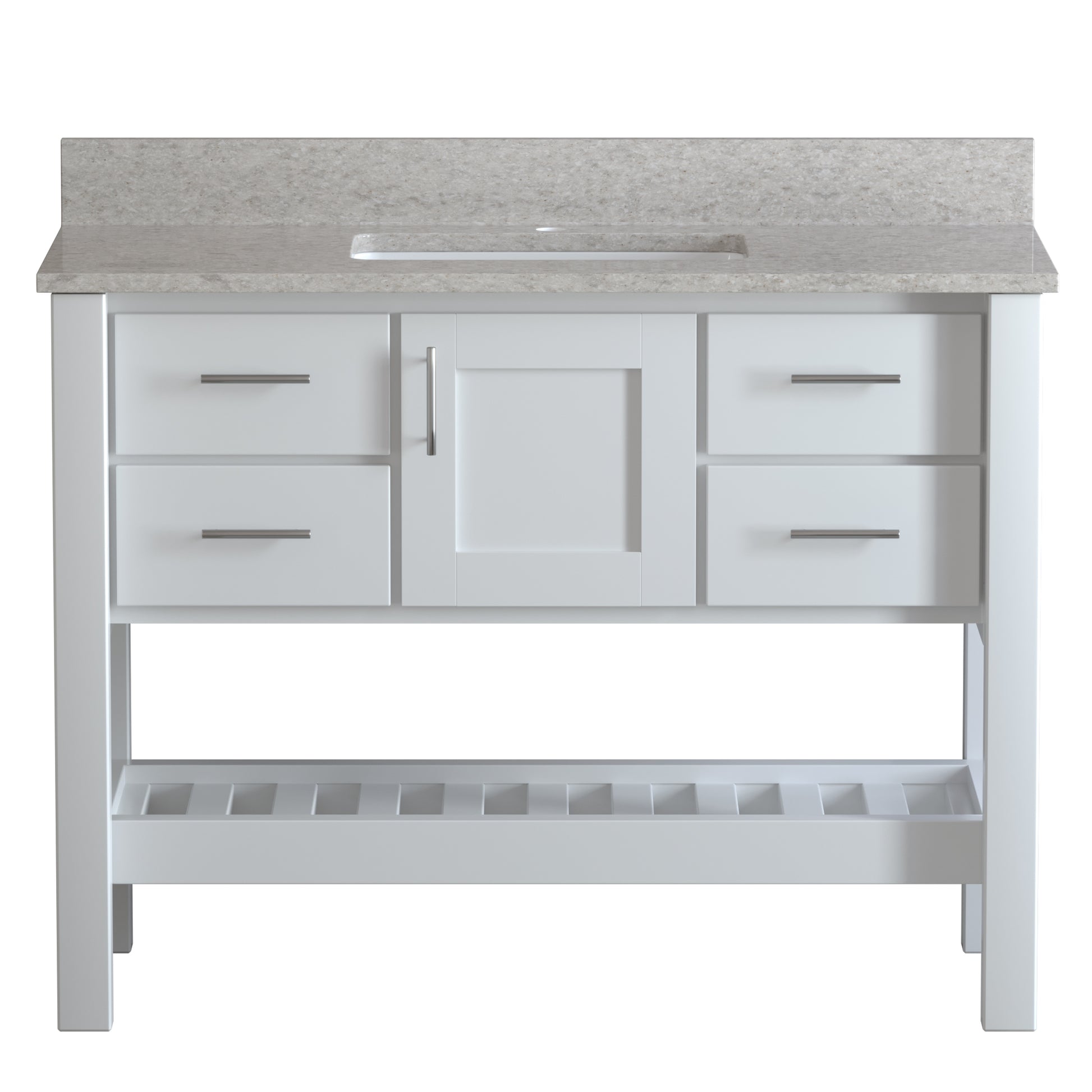 USA Patriot 48 Inch White Bathroom Vanity – Olympus Counter - P48W-OLYMPUS