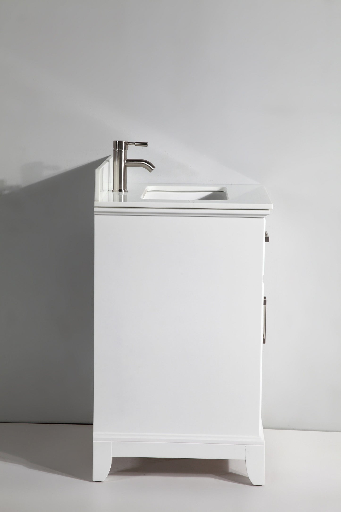 30 Inch Single Sink Bathroom Vanity in White with White Marble Countertop - Vanity Art VA1030W