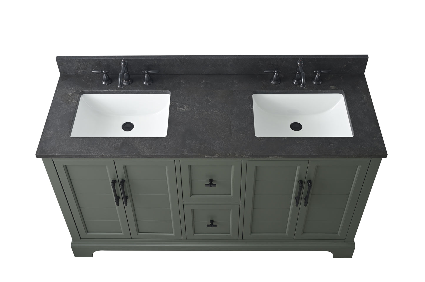 60 Inch Double Sink Bathroom Vanity in Vintage Green with Marble Countertop & Backsplash - Vanity Art VA5060-DVG