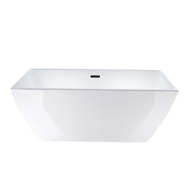 67 Inch Freestanding White Acrylic Bathtub with Overflow And Pop-Up Drain - Vanity Art VA6821-LMB