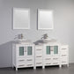 72 Inch Double Sink Bathroom Vanity in White with Marble Countertop - Vanity Art VA3124-72W